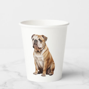 Gobelets En Papier Portrait de Bulldog anglais charmant - Canin adora