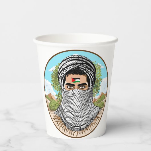 Gobelets En Papier Portrait de la Liberté palestinienne (Verso)