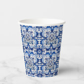 Gobelets En Papier Portugais Azulejo Motif décoratif Indigo Blue (Recto)