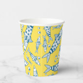 Gobelets En Papier Portugais Lisbonne Sardines Motif Azulejos Jaune (Droite)