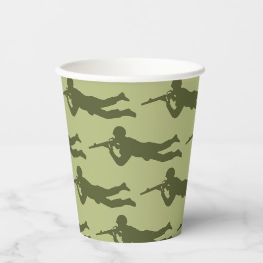 Gobelets En Papier Pose de sniper de l'Armée Verte (Recto)