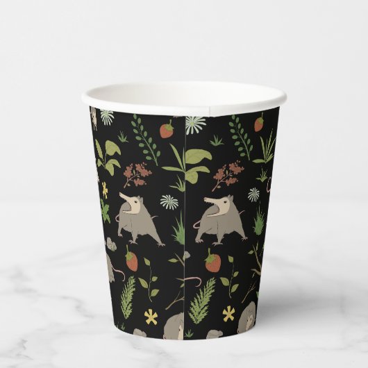 Gobelets En Papier Possum dans un champ de Berry en noir (Droite)