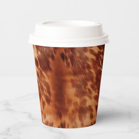 Gobelets En Papier Poster de animal Brown de vache (Recto)