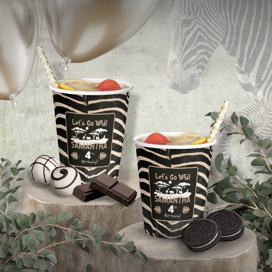 Gobelets En Papier Poster de animal Zebra Anniversaire tasse de papie