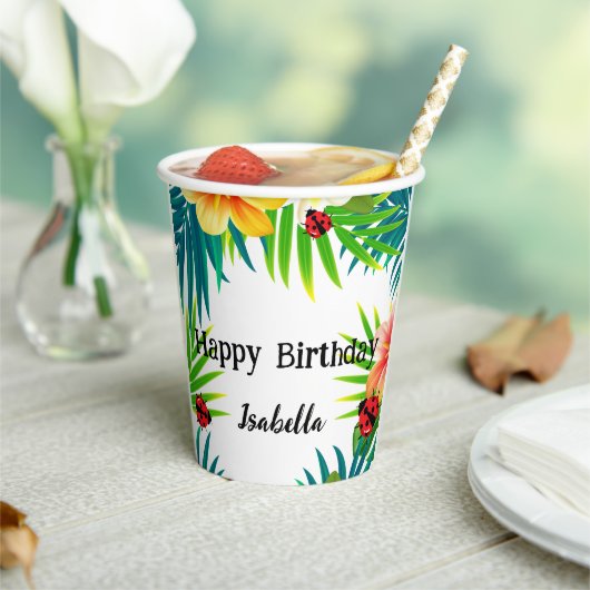 Gobelets En Papier Pote Poka point Ladybug Paume de fleurs d'été Anni (Insitu)