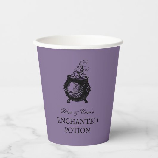 Gobelets En Papier Potion de fête d'Halloween drôle déplaisant violet (Recto)