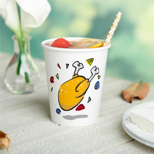 Gobelets En Papier Poulet Rôti de Dessin Animé Drôle qui Tombe