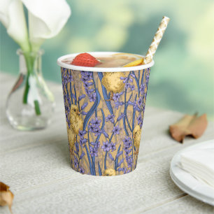 Gobelets En Papier Poulets et hyacinthes jaunes