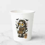 Gobelets En Papier Poupée hantée - Dessin d'Halloween (Recto)