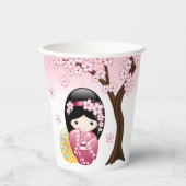 Gobelets En Papier Poupée Kokeshi Printemps - Cute Japonaise Geisha G (Recto)