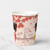 Gobelets En Papier Poupée rouge Sakura Kokeshi - Geisha japonais (Droite)