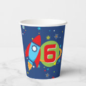 Gobelets en papier pour anniversaire Fusée spatial (Verso)