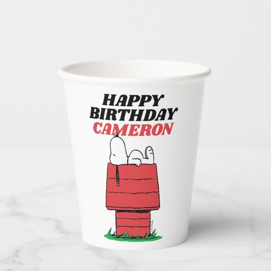 Gobelets en papier pour anniversaire Peanuts Snoop (Recto)