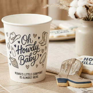 Gobelets en papier pour Baby Shower Cow-Boy Bébé O