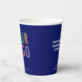 Gobelets en papier pour café bleu avec logo de l'e (Gauche)
