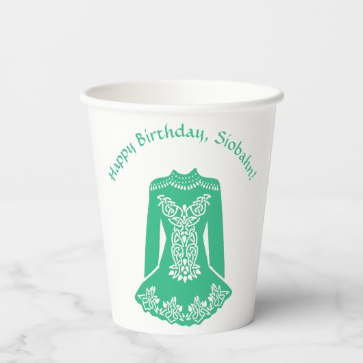 Gobelets En Papier Pour Danseurs Irlandais Green Dancing Dress Custom (Verso)