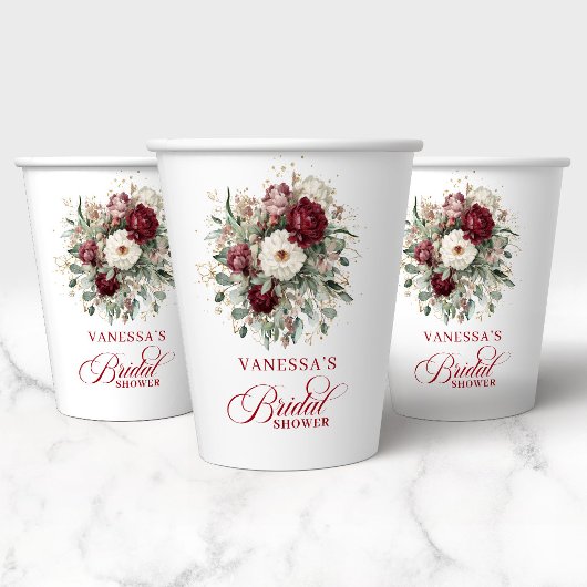Gobelets en papier pour douche de mariée floraux c