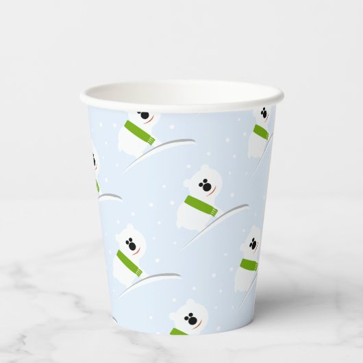Gobelets en papier pour fête de Noël de bébé ours (Verso)