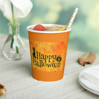 Gobelets en papier pour fête Halloween Chat Noir