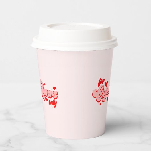 Gobelets En Papier Pour Les Amateurs De Café Seulement Coeurs Rouges (Gauche)