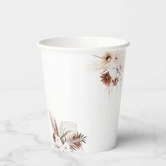 Gobelets en papier pour mariage à fleurs Boho et h (Verso)