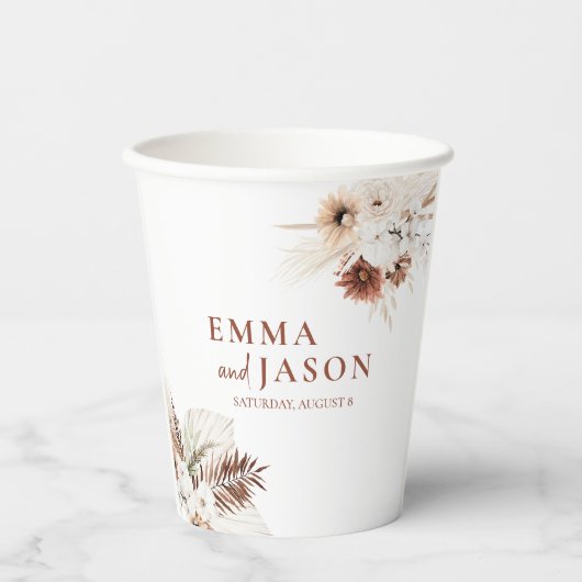 Gobelets en papier pour mariage à fleurs Boho et h (Recto)