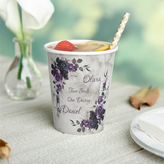 Gobelets en papier pour mariage gothique Fleurs So (Insitu)