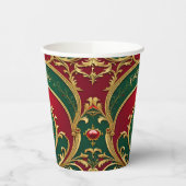 Gobelets en papier pour Noël Rouge Vert Or (Gauche)