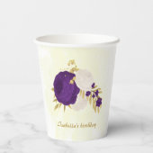 Gobelets En Papier pourpre royal & fleurs blanches or (Verso)
