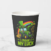 Gobelets En Papier Pousser ma chance Funny Excavateur St Patrick's Da (Recto)