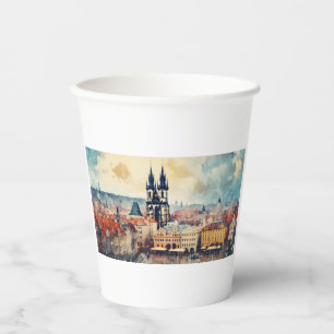 Gobelets En Papier Prague nuit en République Tchèque