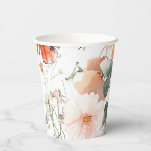 Gobelets En Papier Prairie de Papillon Aquarelle Réception de Mariage (Verso)