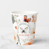 Gobelets En Papier Prairie de Papillon Aquarelle Réception de Mariage (Recto)