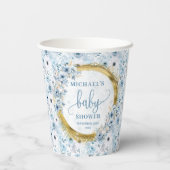 Gobelets En Papier Précieux pastel bleu aquarelle fleurs or bébé (Verso)