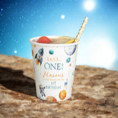 Gobelets En Papier Premier anniversaire dans l'espace cosmique Fusée