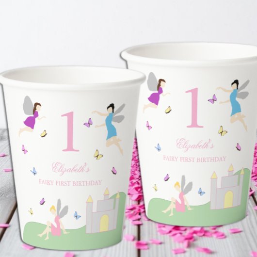 Gobelets En Papier Premier anniversaire de fée