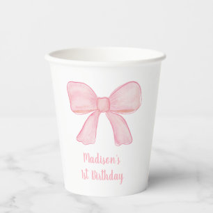 Gobelets En Papier Premier anniversaire de la Bow rose