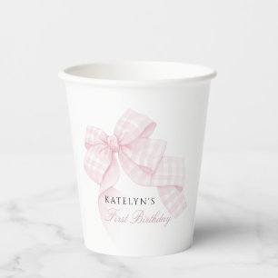 Gobelets En Papier Premier anniversaire de la Bow rose
