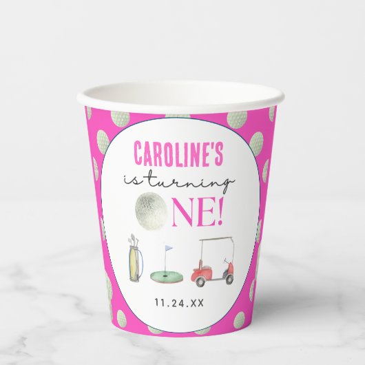 Gobelets En Papier Premier anniversaire des filles de golf (Recto)