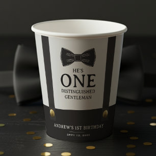 Gobelets En Papier Premier anniversaire d'un garçon distingué