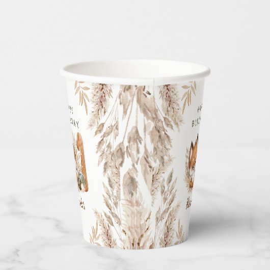 Gobelets En Papier Premier anniversaire mignon Fox automne garçon tas (Droite)