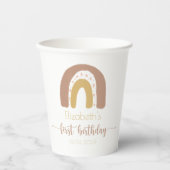 Gobelets En Papier Premier Anniversaire Moderne Rose Or Rainbow (Recto)