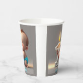 GOBELETS EN PAPIER " PREMIER BÉBÉ GARÇON D'ANNIVERSAIRE " (Gauche)