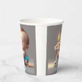 GOBELETS EN PAPIER " PREMIER BÉBÉ GARÇON D'ANNIVERSAIRE " (Droite)