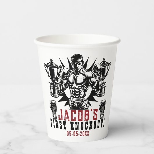 Gobelets En Papier Premier Knockout Boxe fête d'anniversaire (Verso)