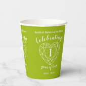 Gobelets En Papier Premier Mariage Anniversaire contour vert coeur  (Verso)