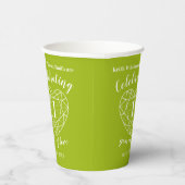 Gobelets En Papier Premier Mariage Anniversaire contour vert coeur  (Droite)