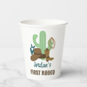 Gobelets En Papier Premier Rodéo Anniversaire 1er Cowboy Ouest (Recto)