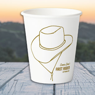 Gobelets En Papier Premier Rodéo Chapeau de Cowboy Minimaliste 1er An