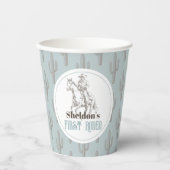 Gobelets En Papier Premier Rodeo Cowboy Western Blue 1er Anniversaire (Recto)